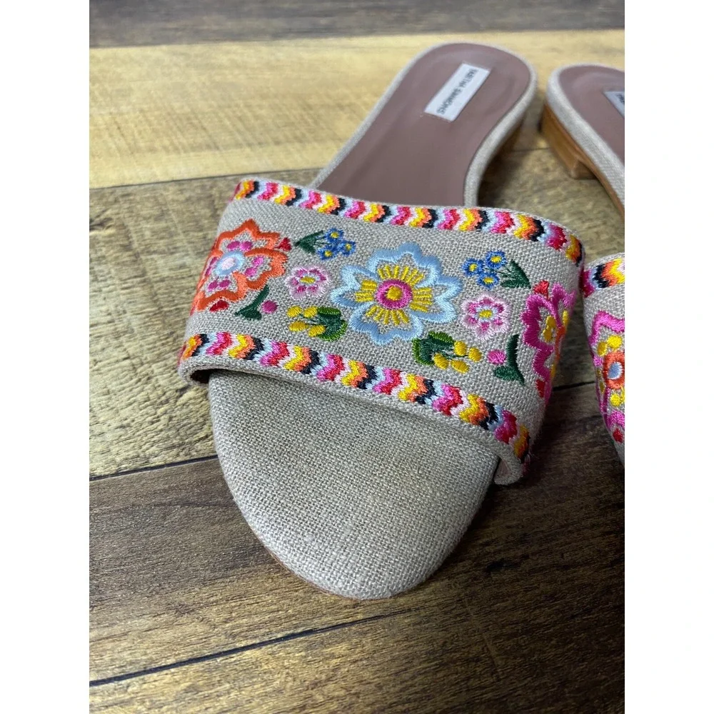 Tabitha Simmons Embroidered Floral‎ Flat Mule Sandals Eur 36/US 5.5 Slip On